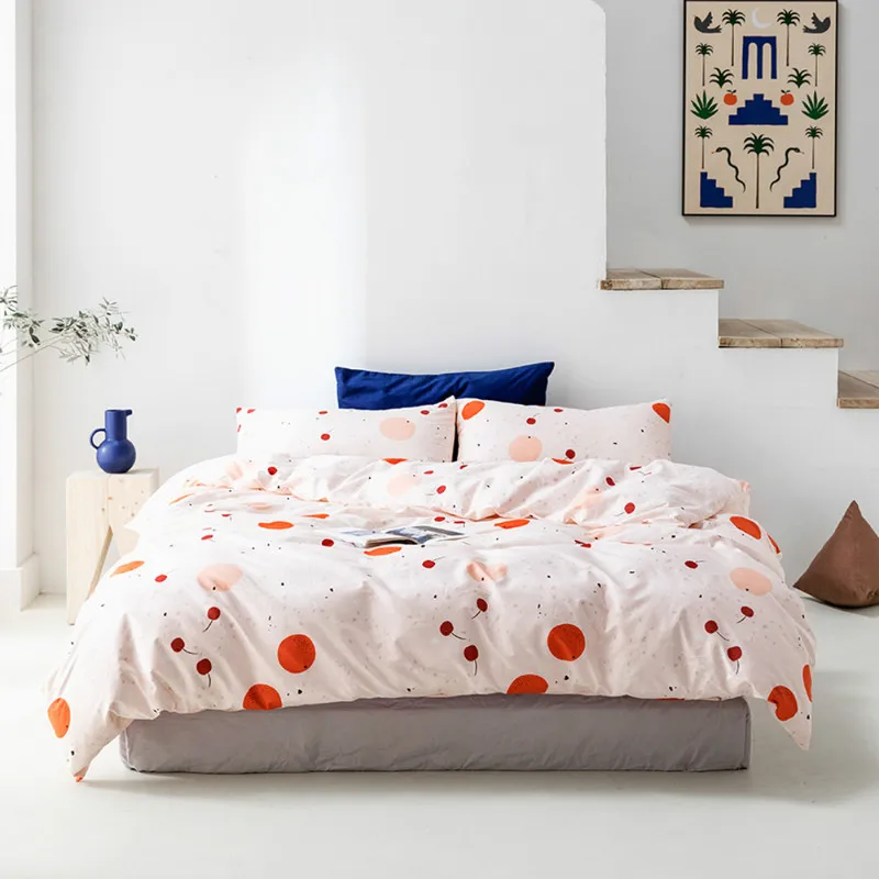 Комплект постельного белья из чистого хлопка с цветочным рисунком пододеяльник