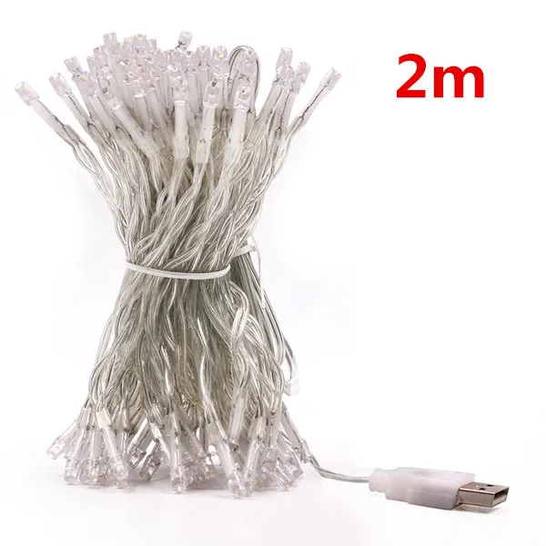 2M USB Сказочный светильник s Micro Rice Wire Серебряный провод вечерние рождественские лампы гирлянда Сказочный светильник FChristmas дерево украшение для свадебной вечеринки - Испускаемый цвет: 2M