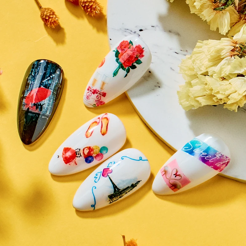 4 лилии романтические валентинки водяные наклейки слайдеры дизайн ногтей