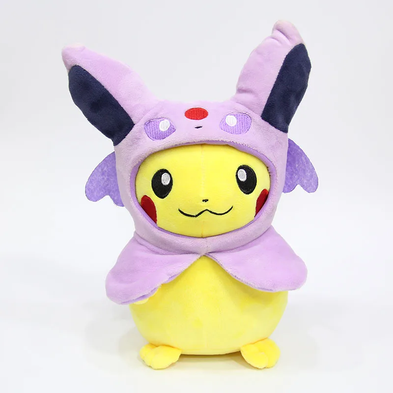 28 см карманные животные Пикачу Косплей Eevee плюшевые игрушки Gengar мягкие куклы Eevee с плащом Cos игрушка Пикачу детский подарок SA1884