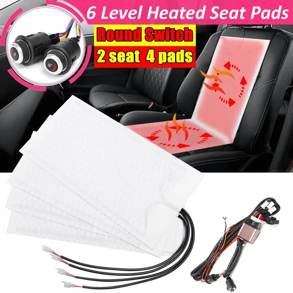 2seat 4 pads A 4 шт., 6 уровень, 12 В, углеродное волокно, универсальный автомобильный обогреватель с подогревом, подушки для сидений, зимние теплые чехлы для сидений - Название цвета: 2seat 4 pads A