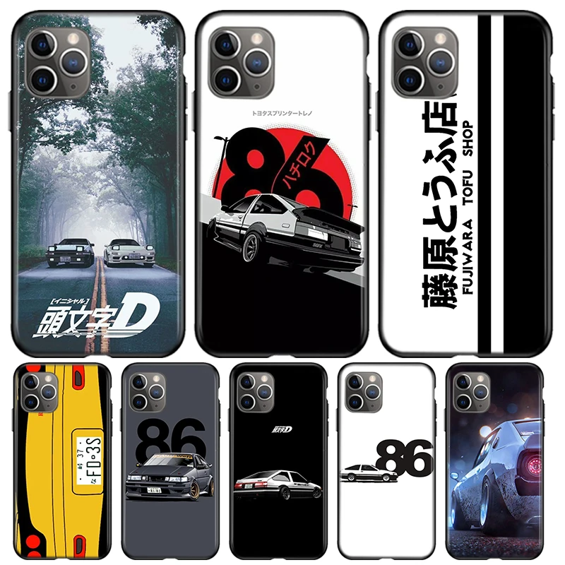 

Initial D AE86 For Apple iPhone 12 11 Pro Max mini XS Max XR X 8 7 6 6S Plus 5S SE 2020 Soft Black Phone Case
