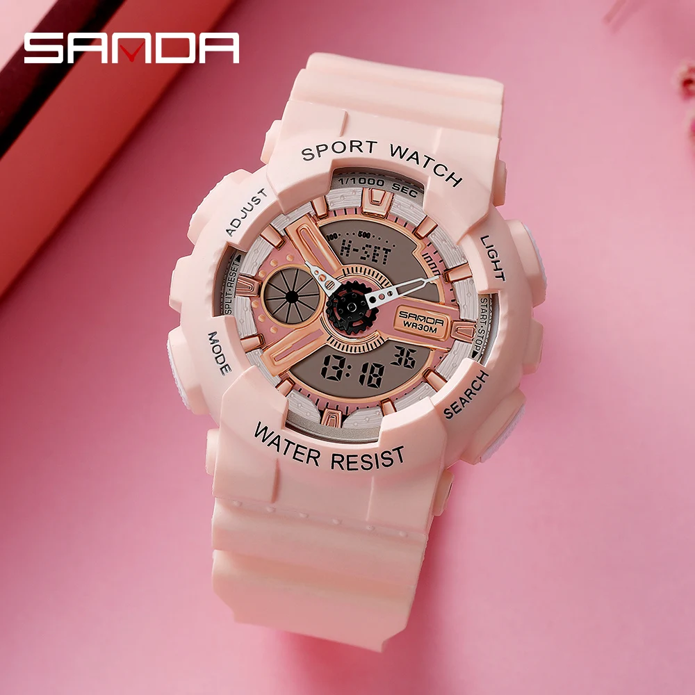 SANDA top luxury brand women sports watch multi-function waterproof LED digital G style relogio masculino | Наручные часы