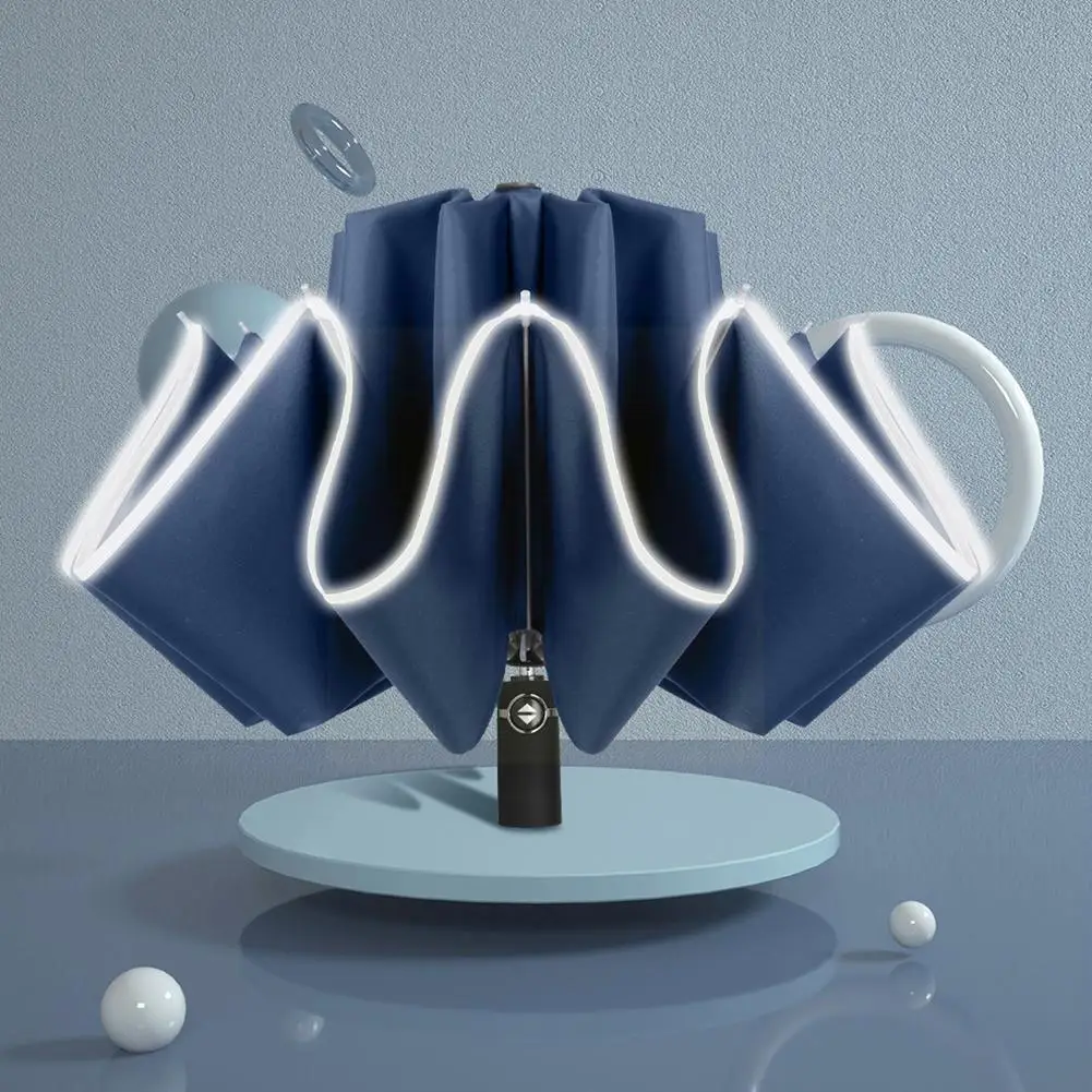 

Новый автоматический зонт с открытым закрытием светильник светоизлучающий обратный зонт, автоматический складной бизнес-зонт с тремя кост...