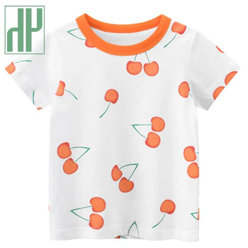 

HH Girls T-shirt 2021 Summer Cartoon Fruit T-shirts Kids Girl Cotton Short Sleeve Top Clothes Children's Clothing For 2-7 Years