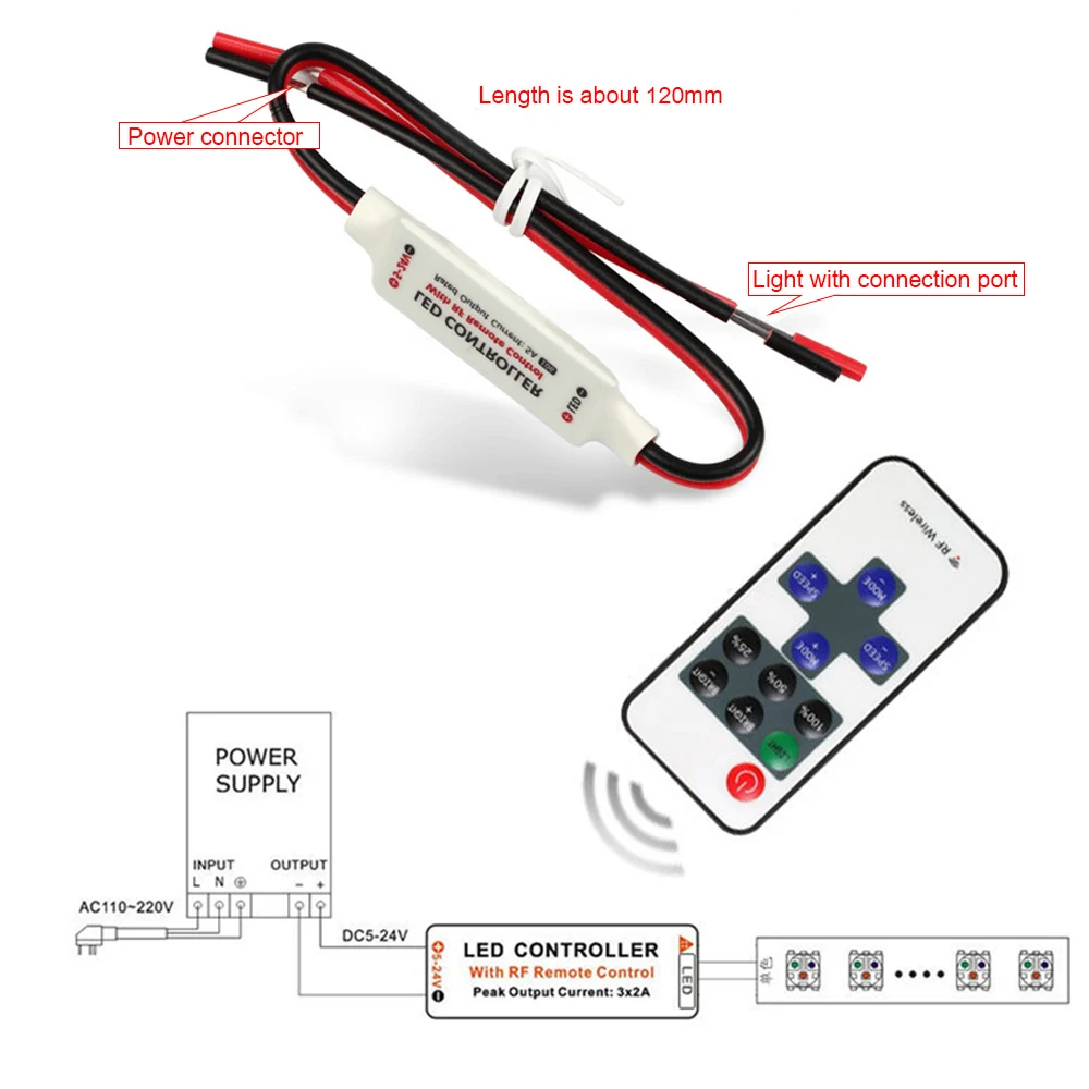 Одноцветный пульт дистанционного управления диммер постоянного тока 12-24 в 8