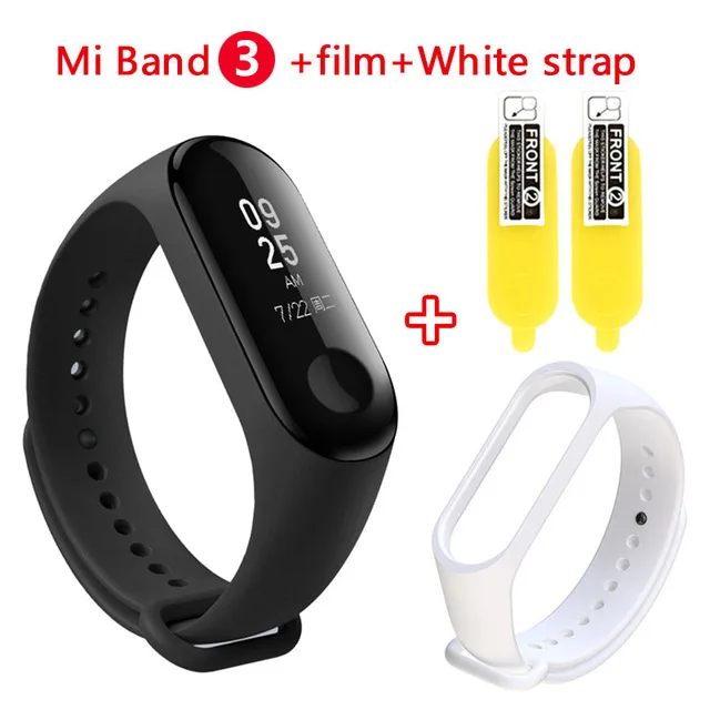 Origina Xiaomi mi Band 3 Смарт-Браслет фитнес-браслет mi Band 3 сенсорный экран частота сердечных сокращений смарт-браслет для Android IOS - Цвет: add white strap
