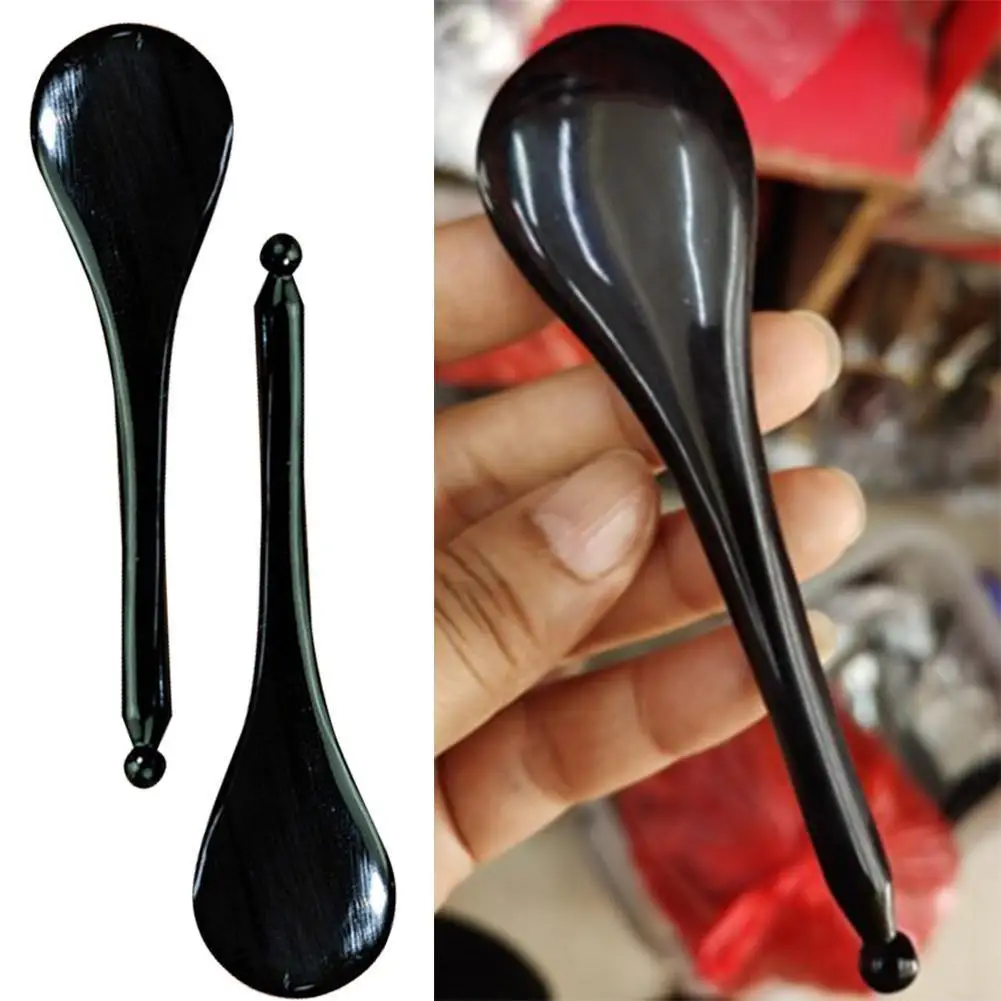 

1PC New Natural Black Horn Gouache Scraper Facial Eye Meridian Gua Sha Acupuncture Stick Face lifting Slimming SPA Massage Tool