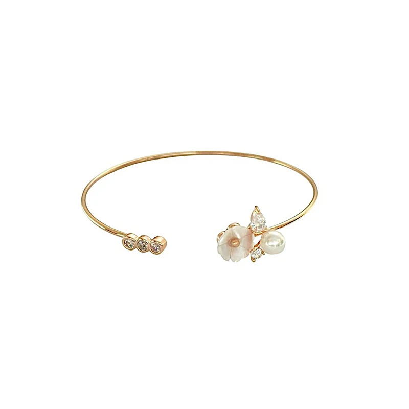 

2020 Elegant Handmade Shell Flower Bracelet For Women Girls Fashion Metal Circle Bracelets Bangles Jewelry Gifts