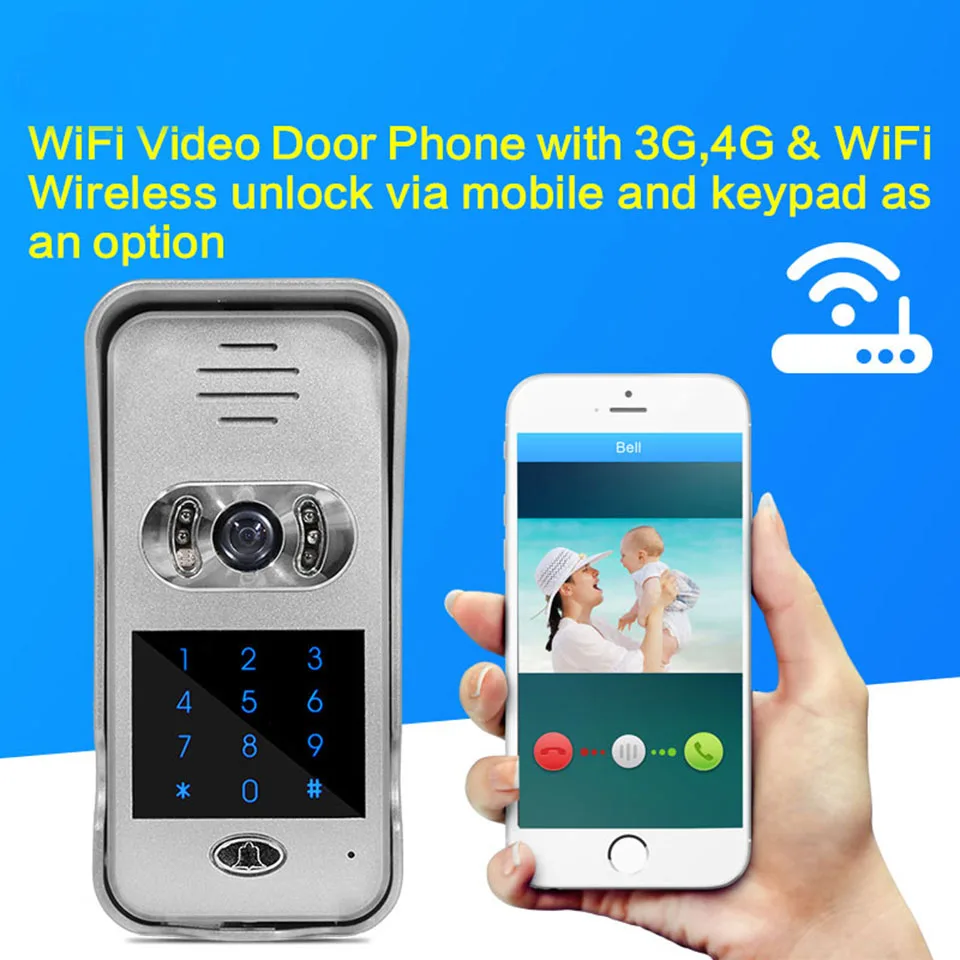 Умный WiFi видео дверной звонок удаленный разблокировка пароль домофон телефон ИК