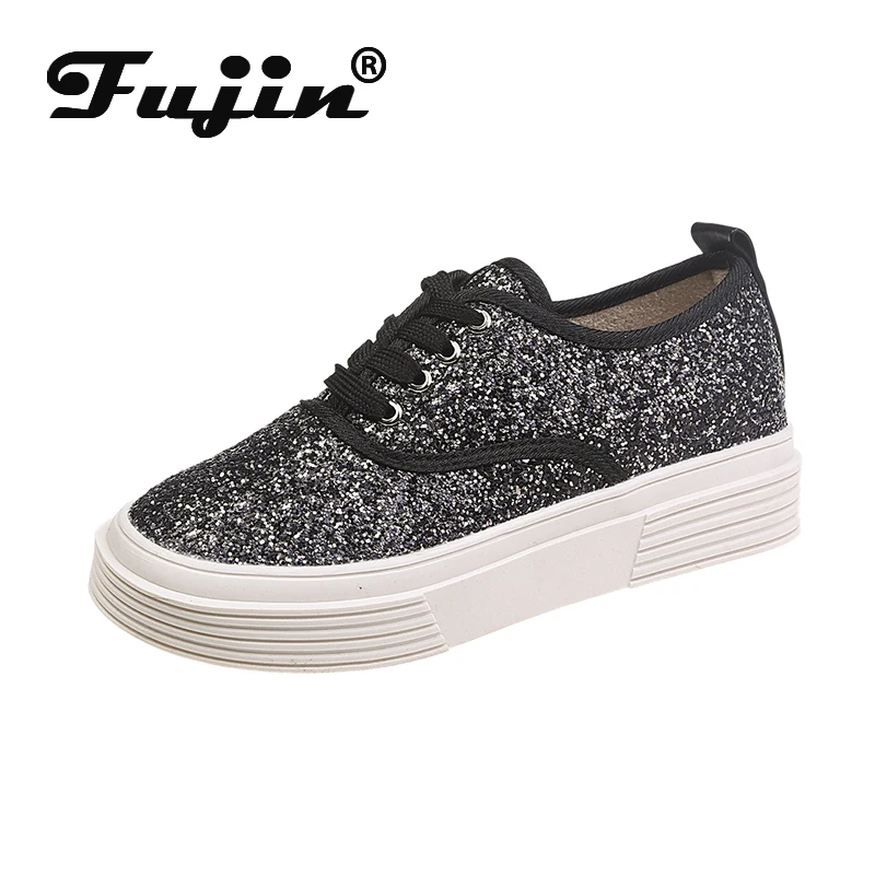 Fujin/женские кроссовки Сезон весна 2020 года Модные дышащие Туфли с круглым носком