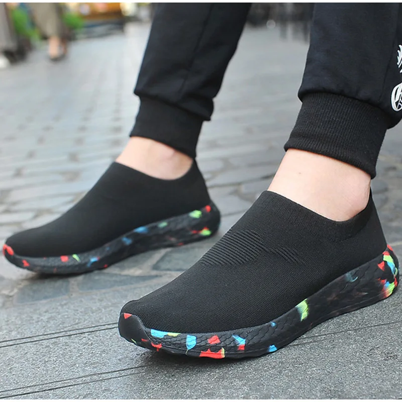 

New Women Flats Knitted Autumn Ladies Flat Women Breathable Sneakers Female Casual Vulcanized Shoes Platform Plus Size 35-43