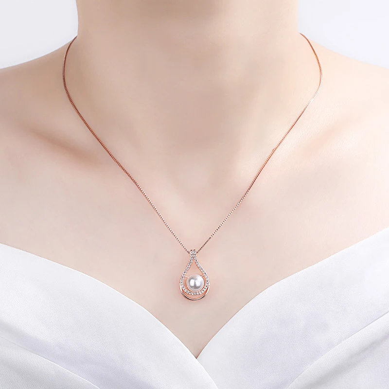 

HuiSept Pearl Necklace for Women Wedding Party 925 Silver Jewelry with Zircon Gemstone Pendant Fashion Gift Ornaments Wholesale