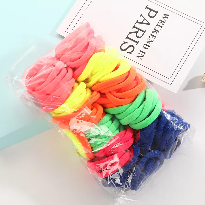 

50/100pcs Ponytail Holder Gum Headwear Girl Solid Color Big Rubber Band Elastic Hair Band Korean Girl Hair Accessories Ornaments