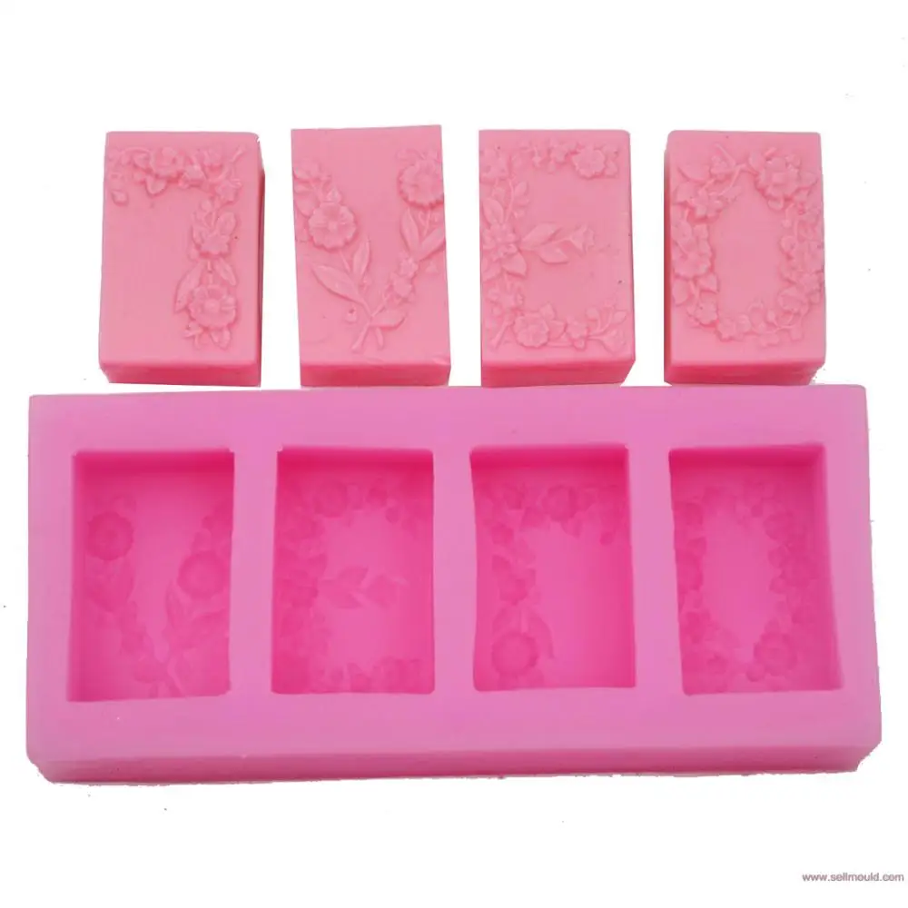Цветочная прямоугольная силиконовая форма для мыла ручной работы мороженое-желе