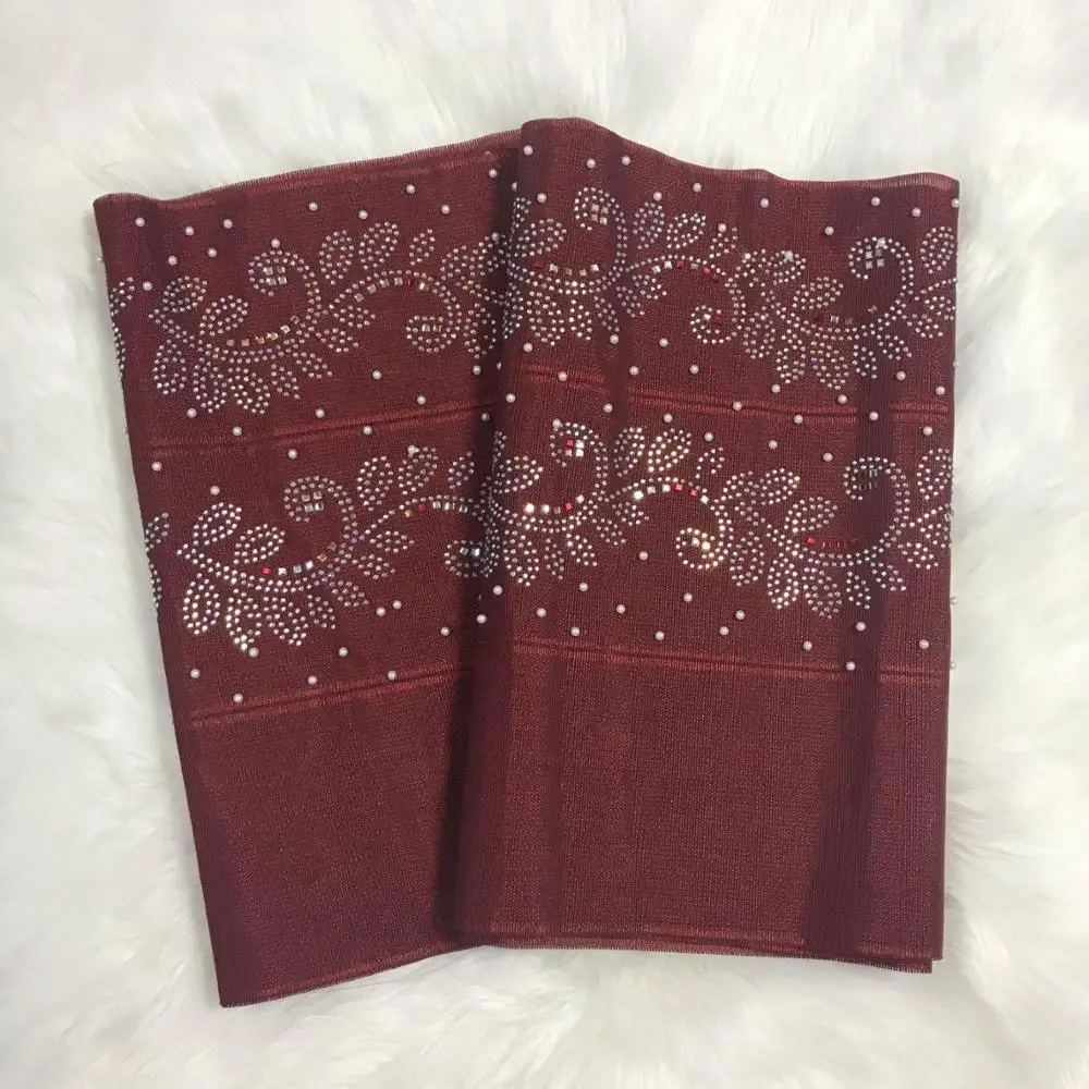 Головной убор нигерийский последний Aso Oke Gele головной убор с камнями и бисером Африканский Gele Aso Oke Ткань 2 метра длинна LP30 - Цвет: 20