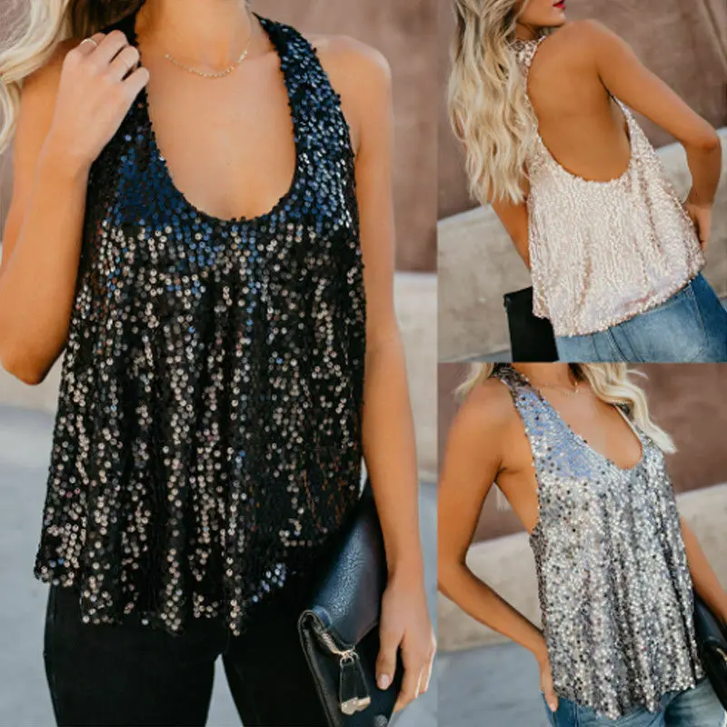 Хит лета 2020 модные женские майки с блестками повседневный жилет майка рубашка
