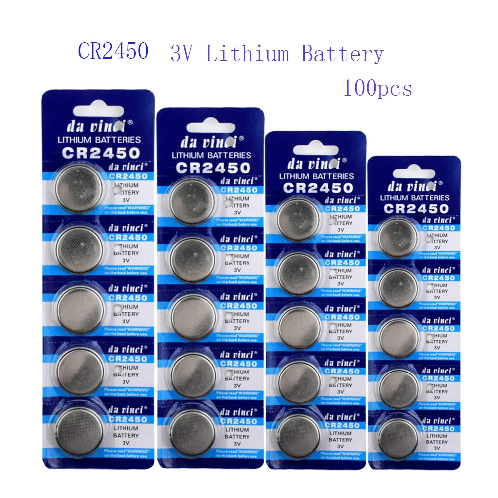 

CR2450 600mAh 100pcs Lithium 3V Button Batteries KCR2450 5029LC LM2450 CR 2450 Cell Coin Battery For Watch Electronic Toy Remote