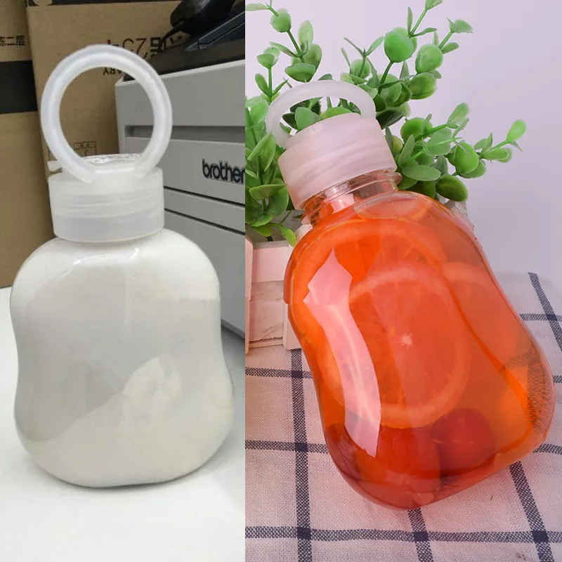

10pcs PET transparent milk tea bottle creative cold drink coffee packaging cups outdoor party favors plastic bottle with handle
