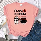 Женская одежда с принтом японских комиксов ниндзя, Топ оверсайз с круглым вырезом, модная футболка, одежда, дышащая брендовая футболка для женщин, на лето