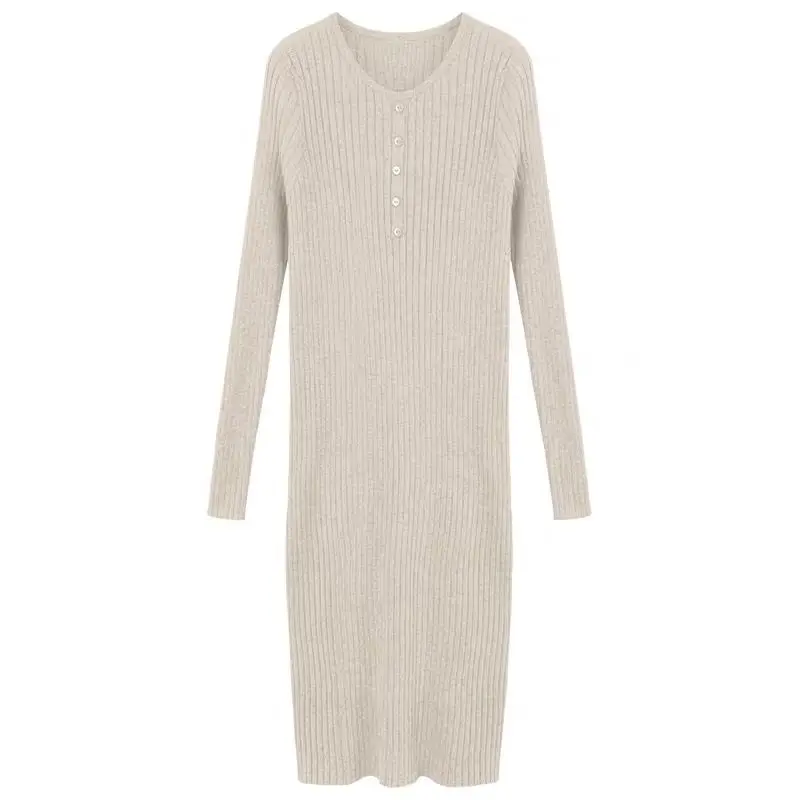 

Small Inner Knitted Dress for Women Autumn and Winter Overknee Mid-Length Match with Coat Slim Looking Base Sweater Skirt