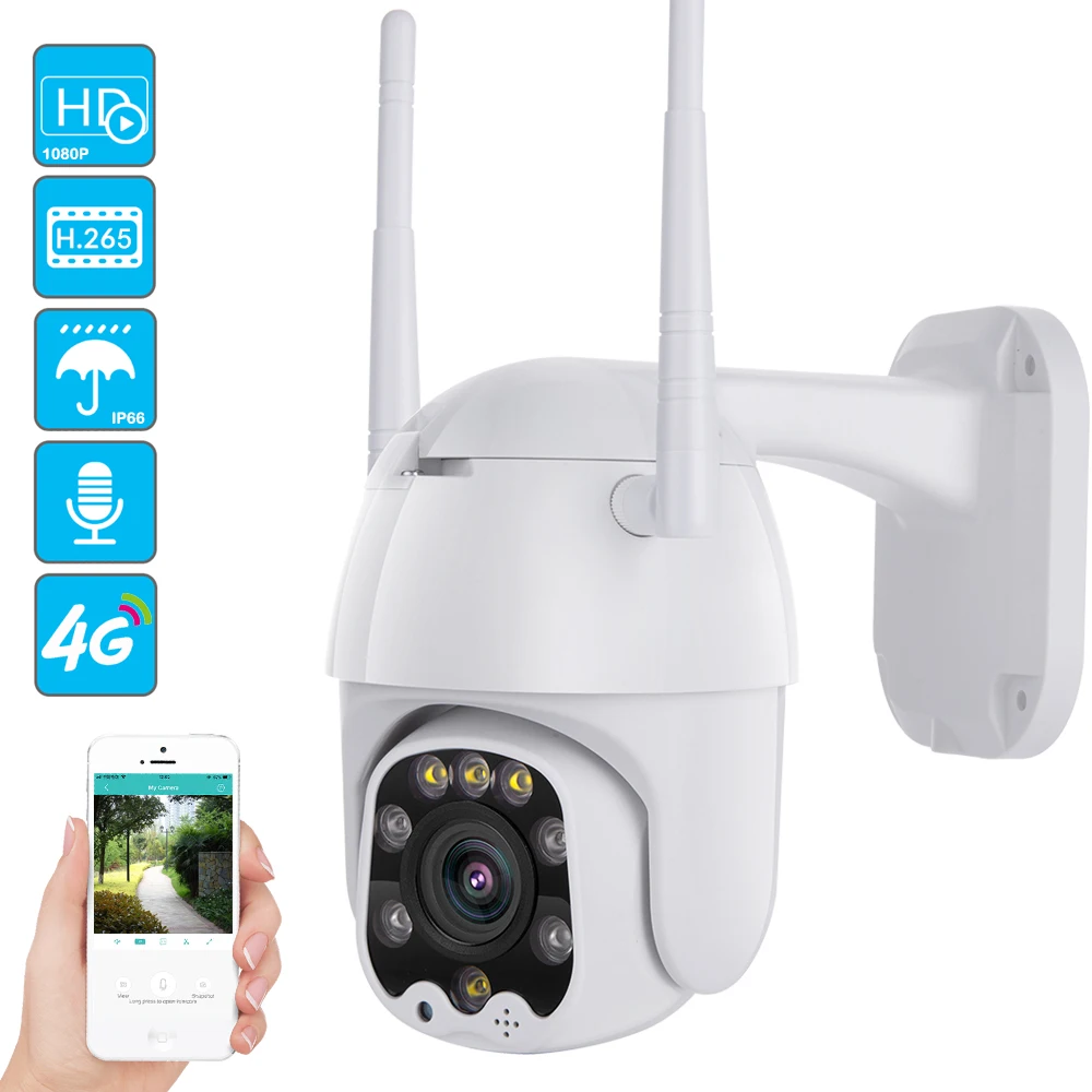 2MP SIM карта 3g 4G Беспроводная мини PTZ купольная камера 1080P Открытый водонепроницаемый 5X зум/4 мм объектив двухстороннее аудио CCTV камера безопасности