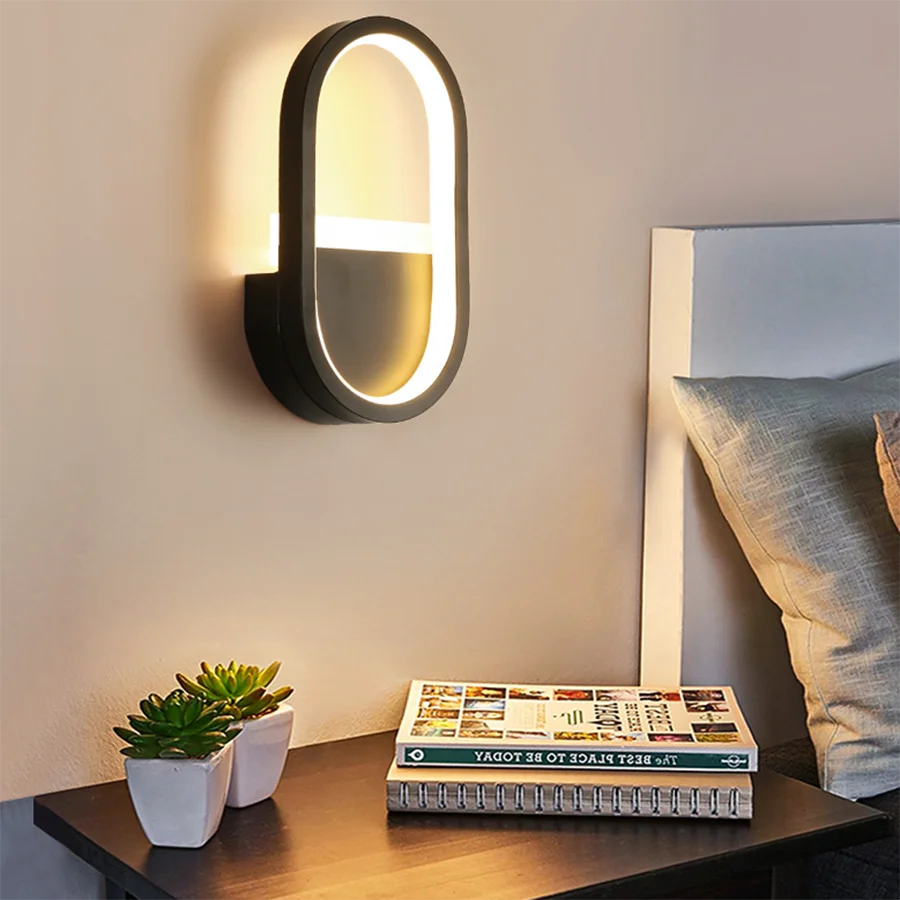 

Modern Indoor LED Wall Sconce Lamp Fixture Nordic Simple Bedroom Bedside Light Luminaire Living Room Aisle Wall Lighting