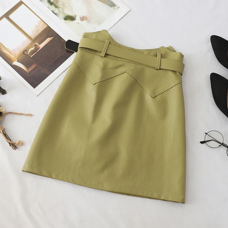 Новая Осенняя черная юбка А-силуэта из искусственной кожи для женщин офисная