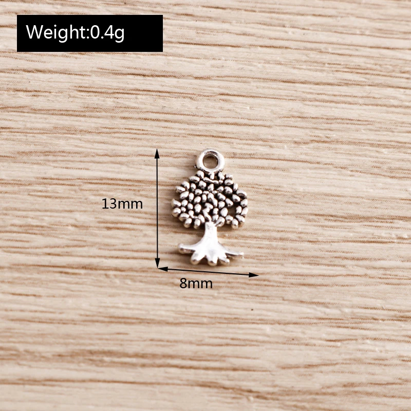

50pcs 8*13mm World Life Tree Charms for Jewelry Findings DIY Making Silver Color Mini Charms Handmade Earrings Pendants Bracelet