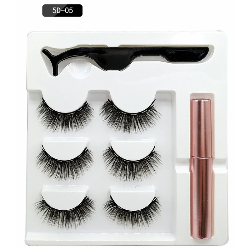 Магнитный Набор накладных ресниц без клея полные глаза 5 магнитов Многоразовые