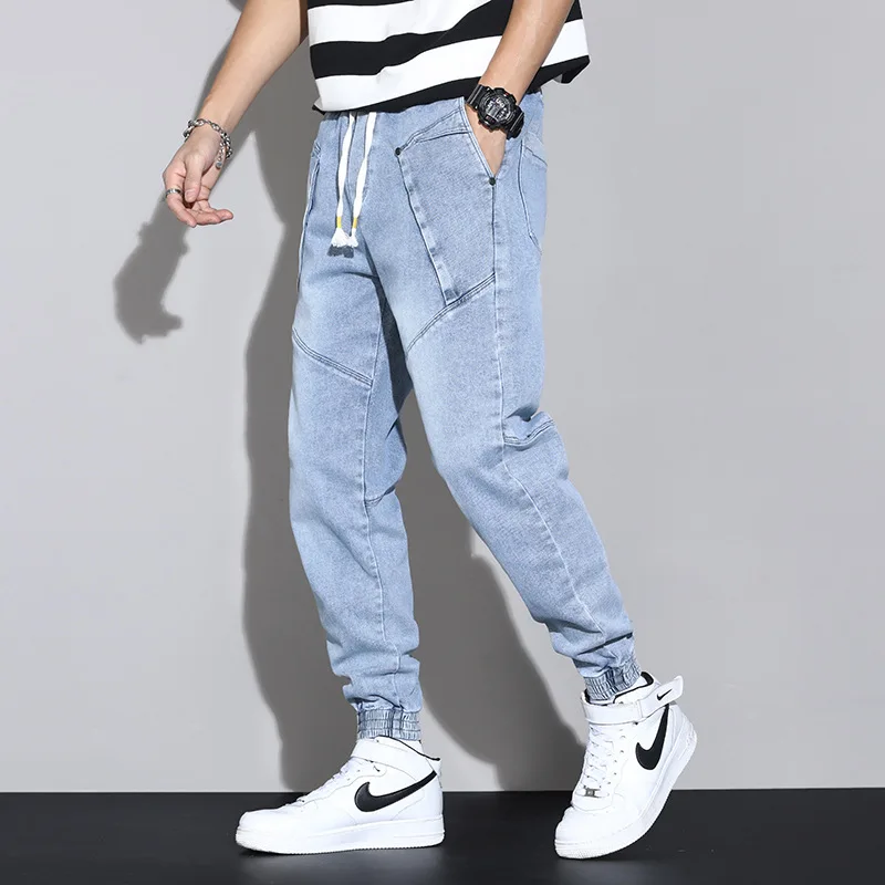 Spring Summer Harem Jeans Men Stretched Denim Pants Streetwear Black Joggers Men Casual Baggy Jeans Trousers Plus Size 7XL 8XL