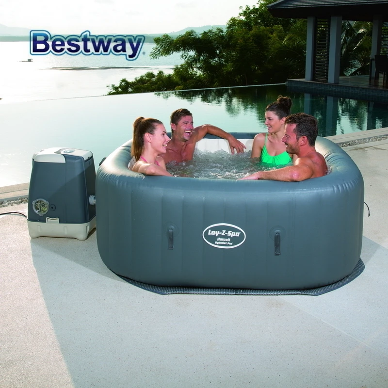 54138 BestWay 180x180x71 см Hawaii HydroJet Pro SPA 71x71x2" Lay-Z-Spa квадратный надувной массажный спа семейный бассейн с подогревом