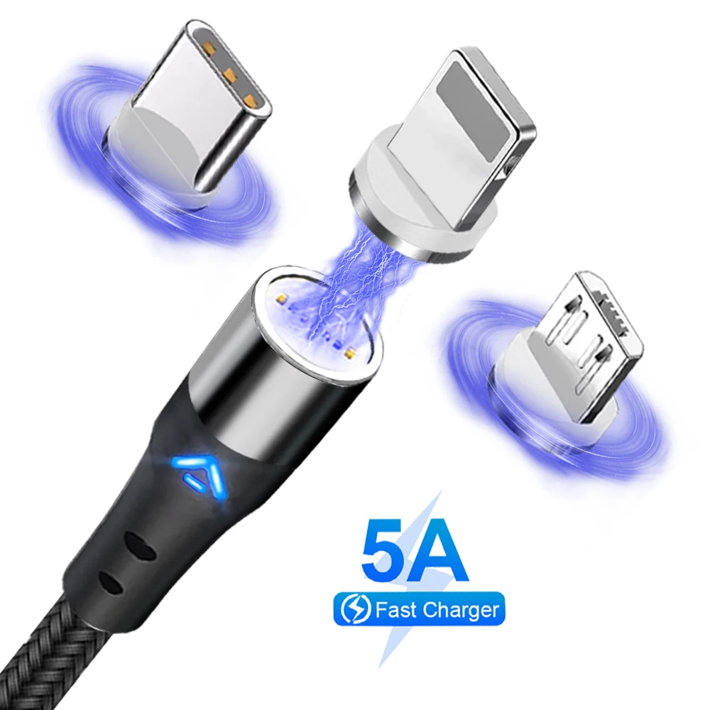 

Magnetic Charge Cable 5A Fast Charging USB Type C Cable Magnet Micro USB C Data Charging Wire Mobile Phone Cable USB Cord Cables