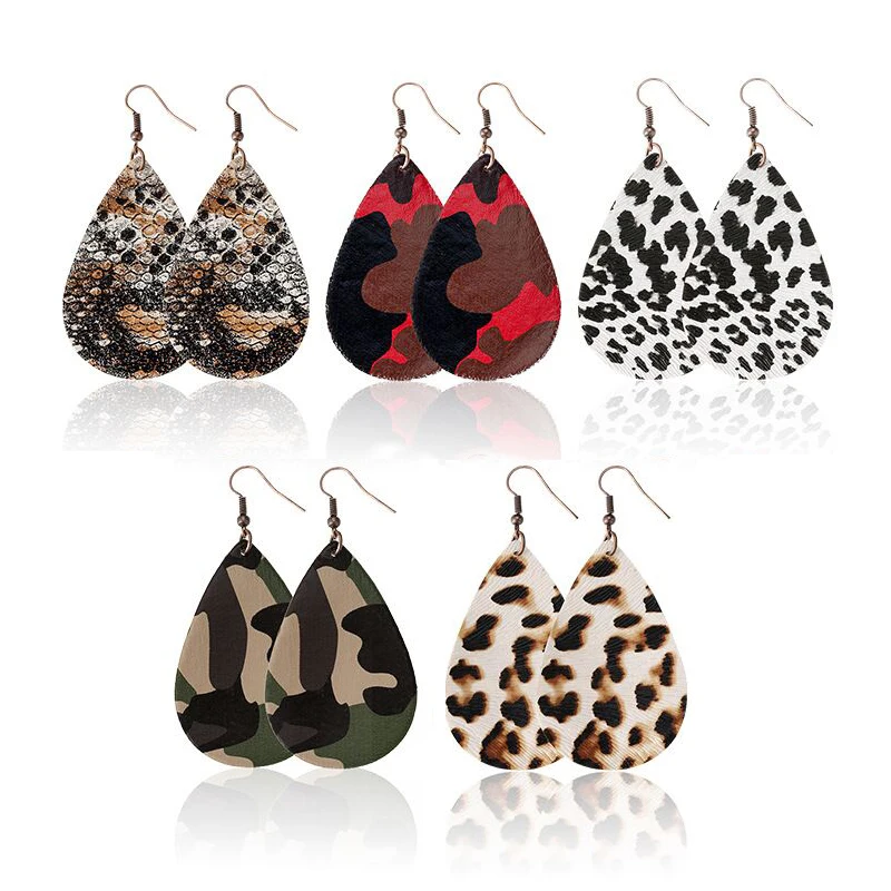 5 пар/лот леопардовая змеиная кожа Комплект сережек для женщин 2019 Мода