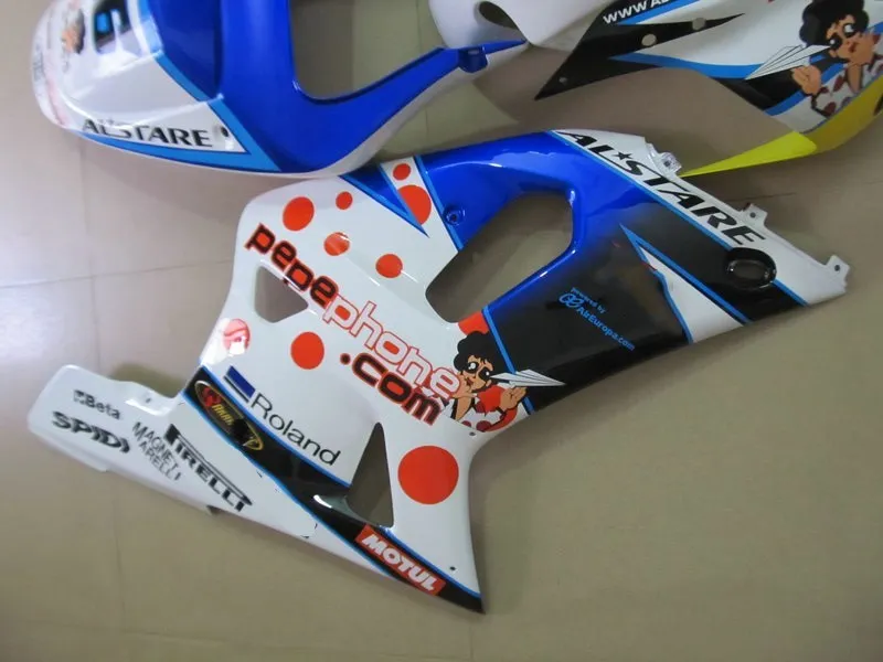Комплект обтекателей из АБС пластика для GSXR600 750 01 02 03 GSXR 600 GSXR750 2001 2002 2003 белый