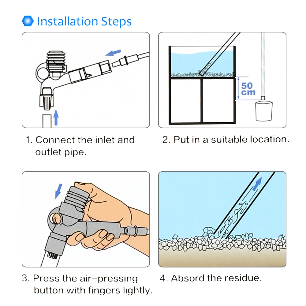 Ручное подавление воздуха в аквариуме устройство для очистки воды очистка