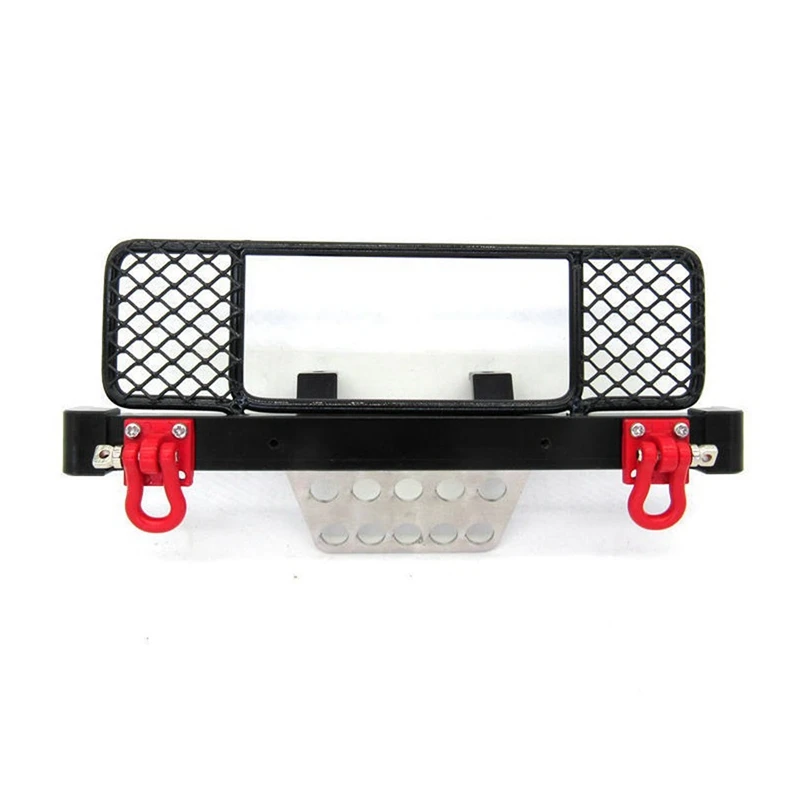 

2 Set RC Car Part: 1 Set Alloy Shock Absorber Grey & 1 Pcs Metal Front Bumper with Center Net Protection Armor