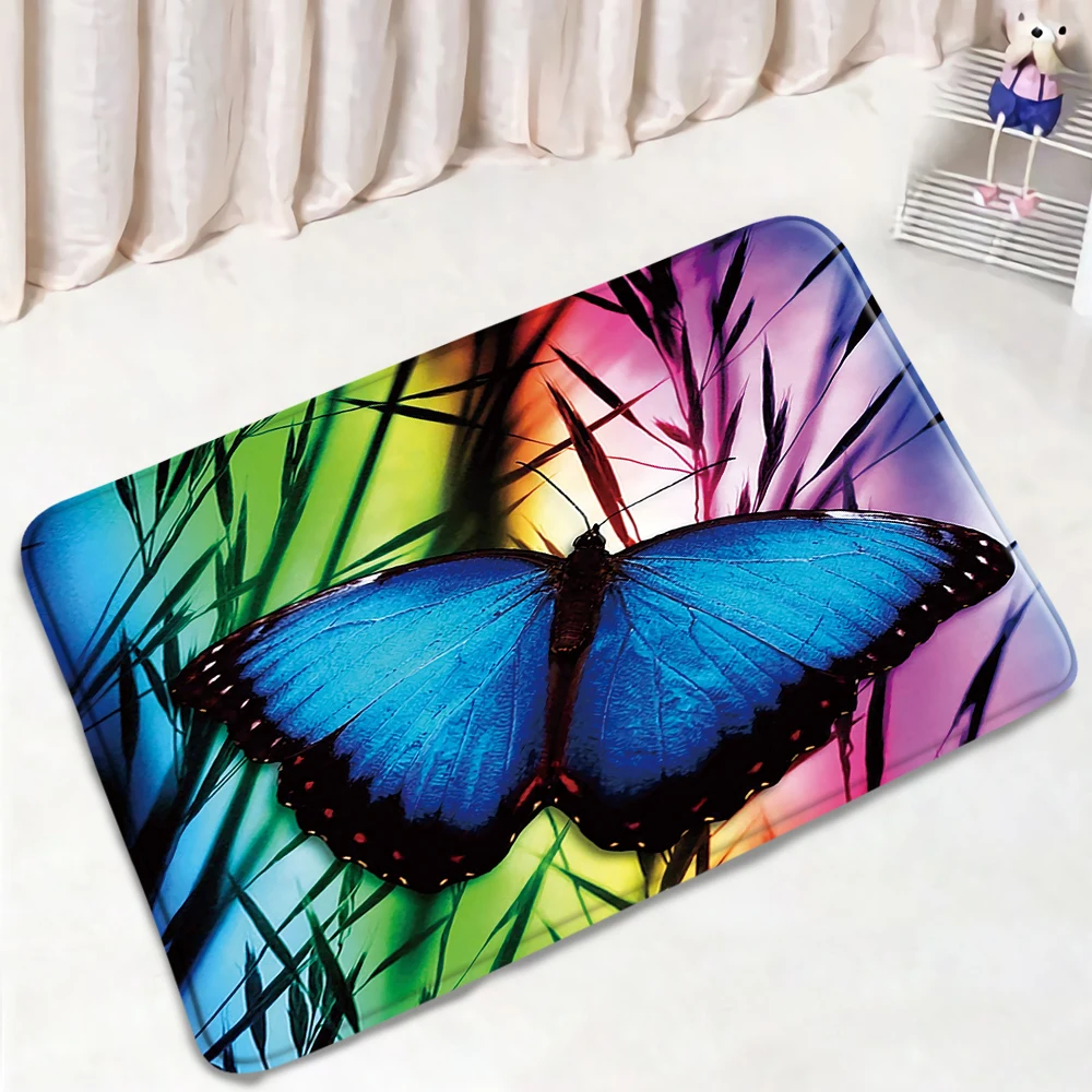 

Коврики для ванной с синей бабочкой, креативный цветной узор, модный коврик для спальни, входного пола, коврик для ванной, ковер для ног, дома...