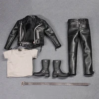 16 scale men fashion trend t2t800 punk motorcycle leather set clothing for 12 action figures body doll model accessories suit