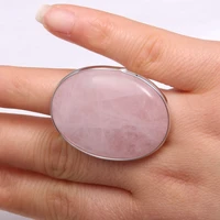 natural stone rings charm agated jewelry rose quartzd models trendy gift for women or girlfriend adjustable 30x40mm