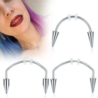1pc new fashion stainless steel c rod lip piercing smile tiger tooth nail septum piercing body decorations vampire fangs teeth