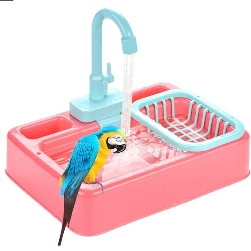 

Parrot Feeder Automatic Bird Bathtub Swimming Pool Faucet Parrot Bath Shower Water Dispenser Bird Cage Bathroom Pet Parrot Toys