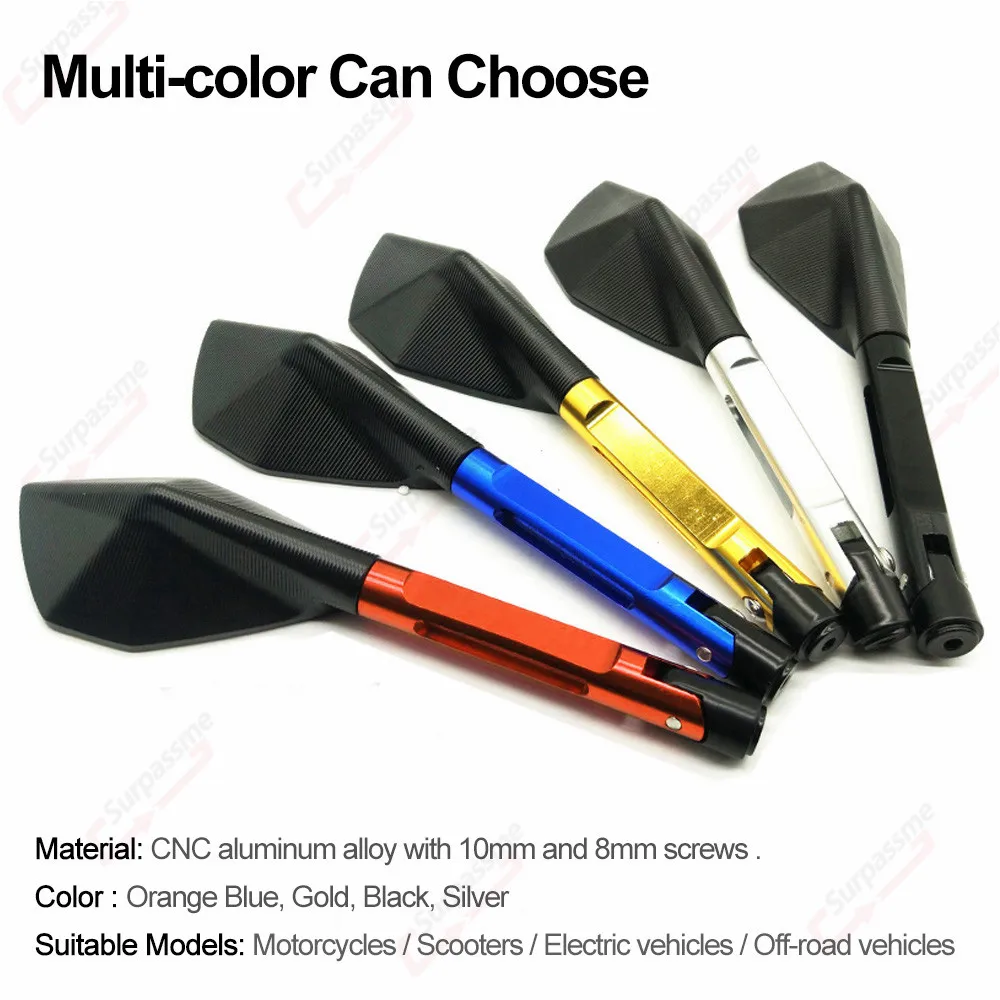 Задние зеркала для мотоцикла Hawk-Eye, 1 пара, 8 мм/10 мм, дымчато-голубые, для чопперов, бобберов и уличных мотоциклов.