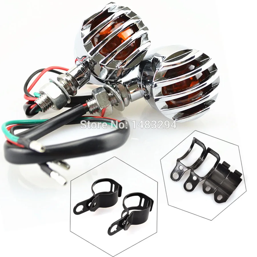1 пара хромированных габаритных огней на гриле + чехлов для кронштейнов Honda Yamaha
