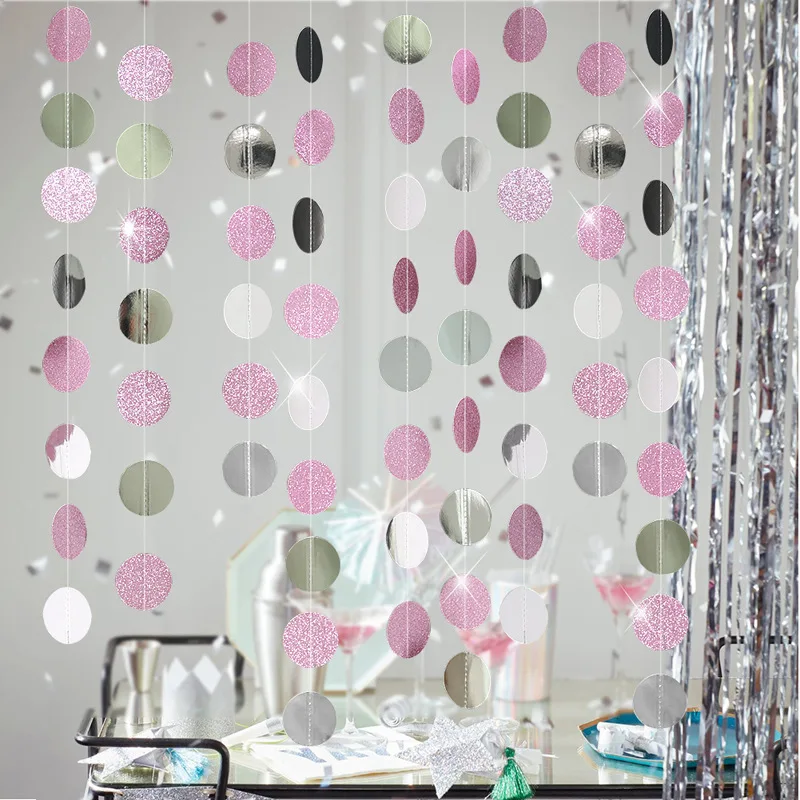 4 м круглый венок серебро розовое золото баннер для вечеринки в честь Дня