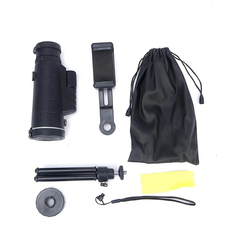 

40X60 Telescope Monocular Monocular Binoculars Clear Weak Night Vision Pocket Telescope with Smart Phone Holder for Camping