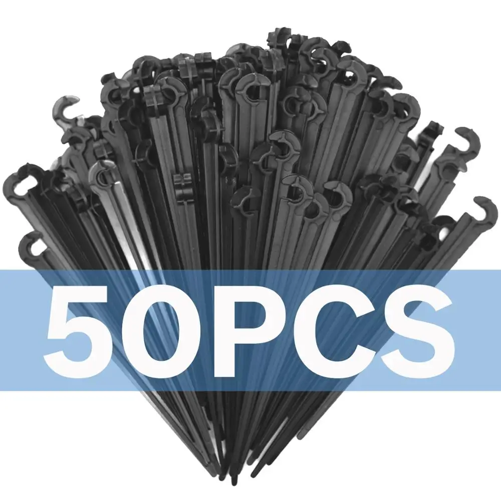 KSL01-081-50PCS 50 шт. прочный 1/4 ''c-тип крюка фиксированной стволовых Поддержка держатель столбы для 4/7 мм шланг фитинг капельного полива поливочная капельница излучатель - Цвет: KSL01-081-50PCS