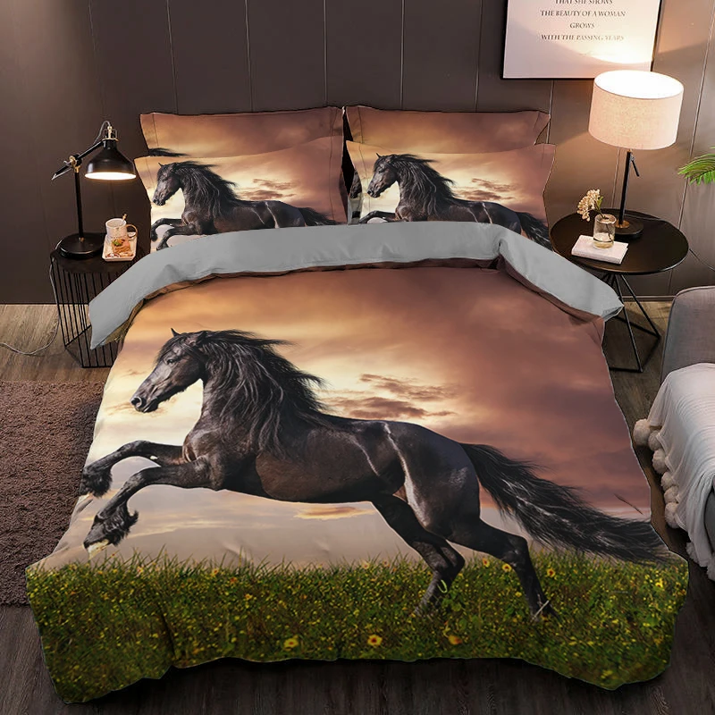 

Комплект пододеяльников с рисунком лошадей, двойное одеяло, мягкое легкое покрывало с рисунком животных, домашний текстиль