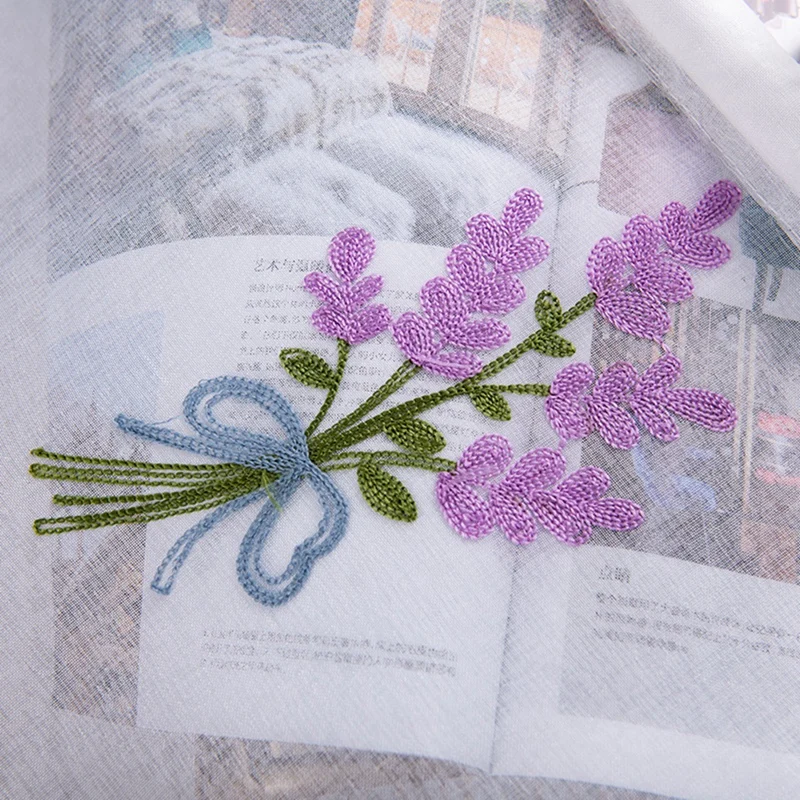 

Embroidered Bouquet Semi Tier CurtainRod Pocket Home Decor, Short Curtain For Kitchen Bathroom Living Room New