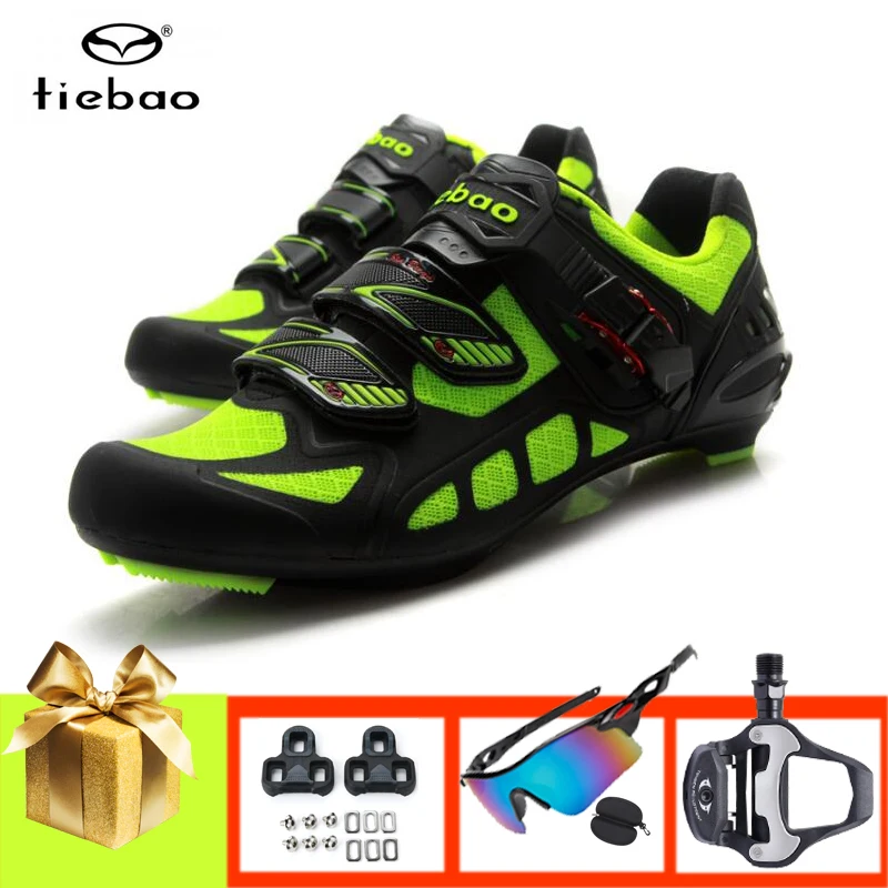 Tiebao Men Sapatilha Ciclismo Cycling Sneakers Breathable Self-locking Flat Shoes Add Pedals Sunglasses Wear-resistant Racing